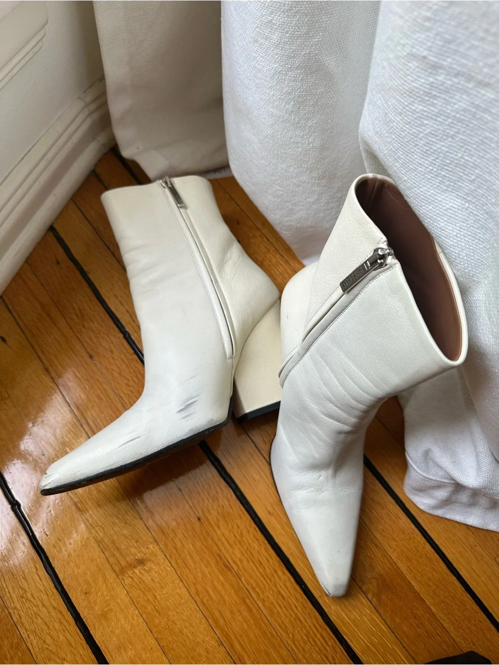 Paris Texas White Leather Ankle Boots